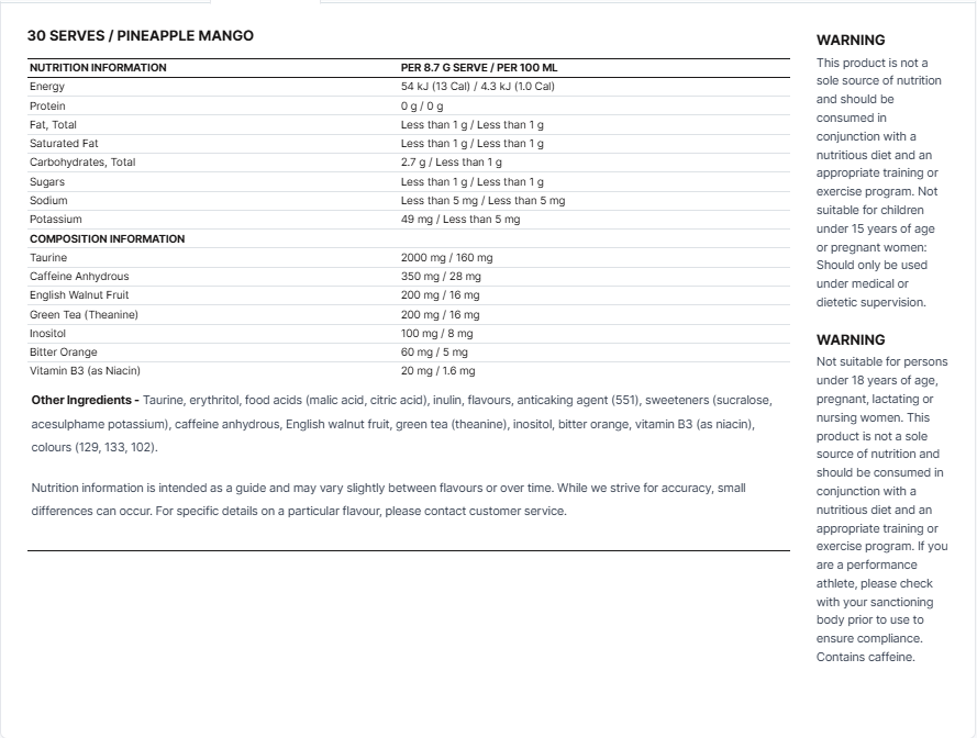 NUTRITIONAL INFORMATION